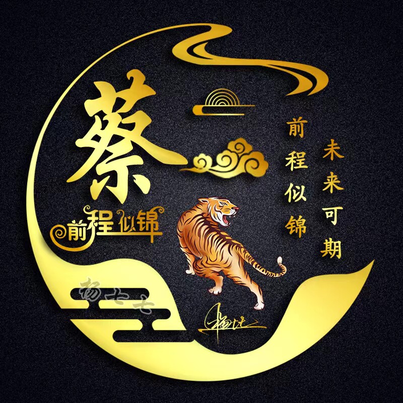 虎年大吉微信姓氏头像简约大气个性签名头像制作商务金属质感头像