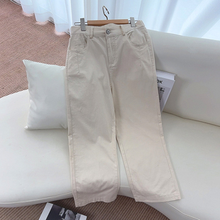 八分小个子窄版阔腿裤女薄款2026新款九分白色裤子宽松直筒休闲裤