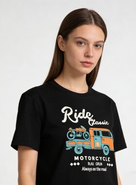 2026 BLAUGRUN新款情侣小货车图案磨毛美式复古男女同款短袖t恤