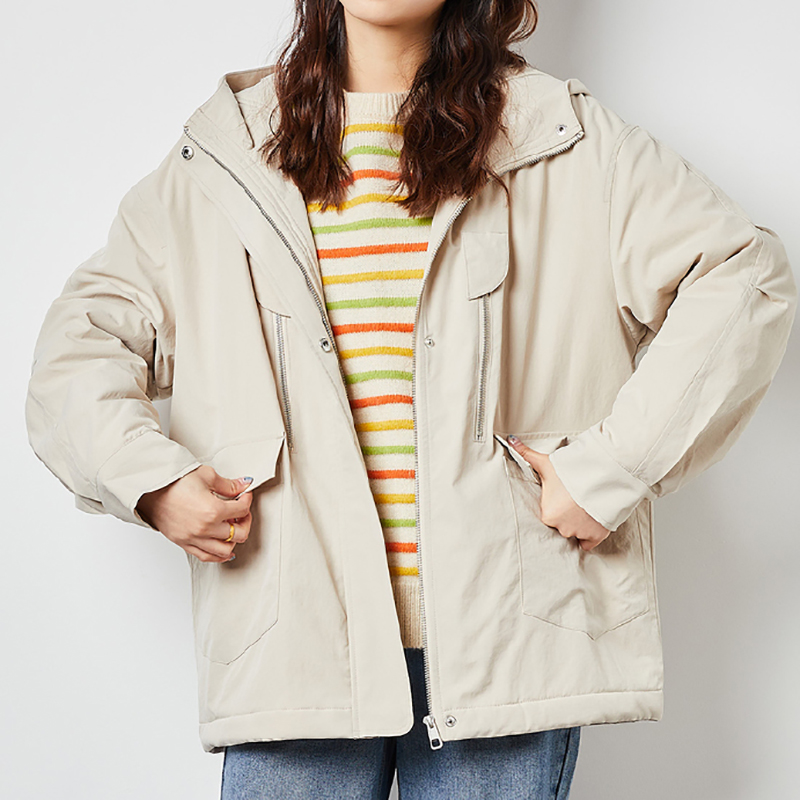 唐系列女装2025秋冬新款时尚宽松百搭连帽加绒外套夹克/棉-5