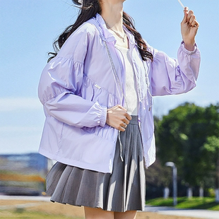 唐系列女装夏季长袖连帽运动罩衫防晒衣防紫外线透气薄外套/11-10