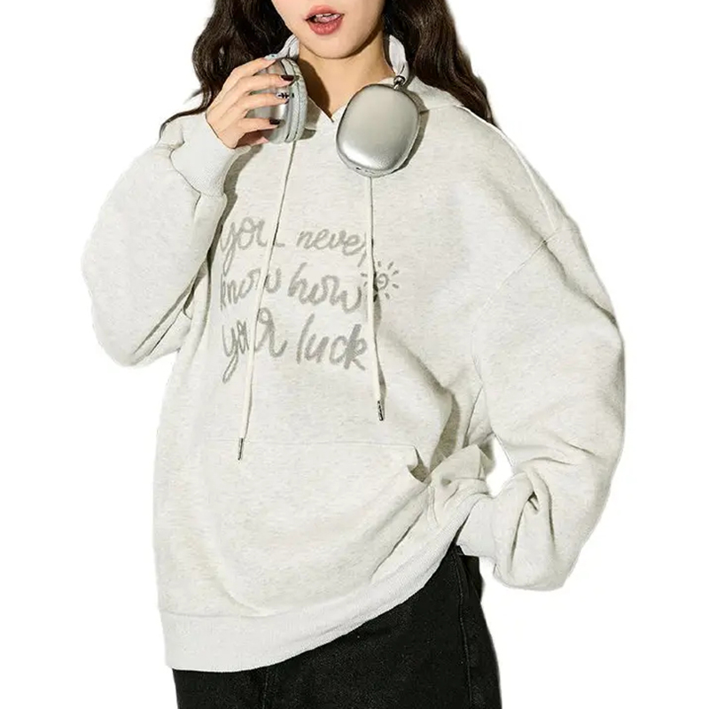 唐系列女装2025秋季新款时尚宽松字母连帽抽绳长袖卫衣/卫-1