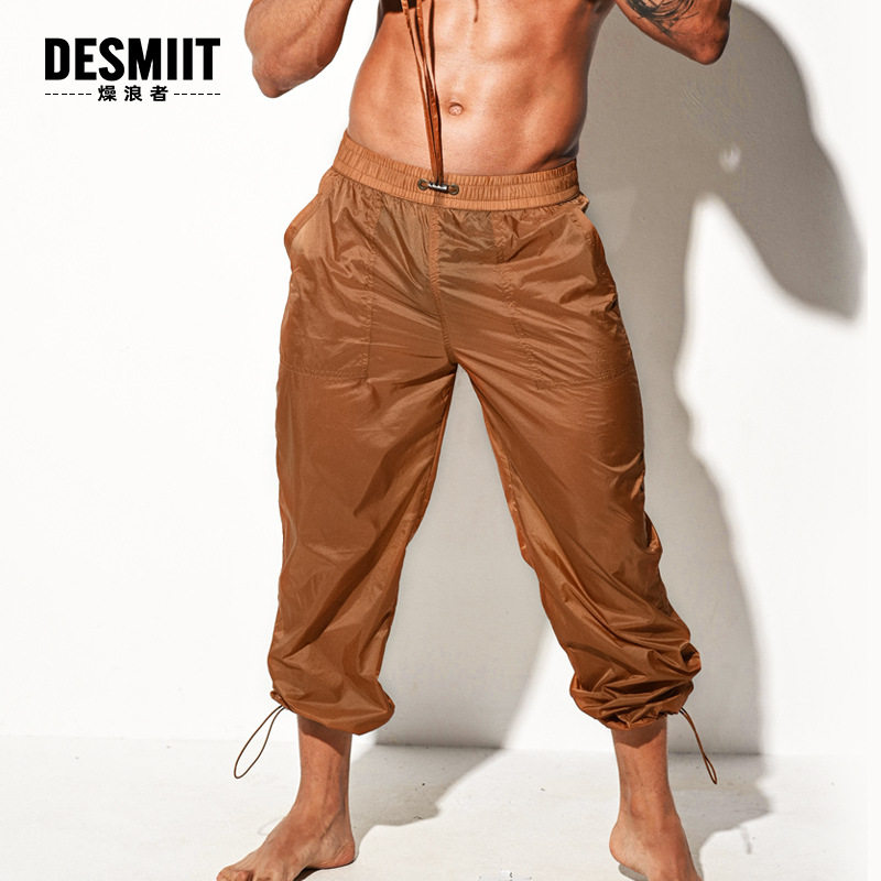 desmiit男士沙滩长裤超薄半透明