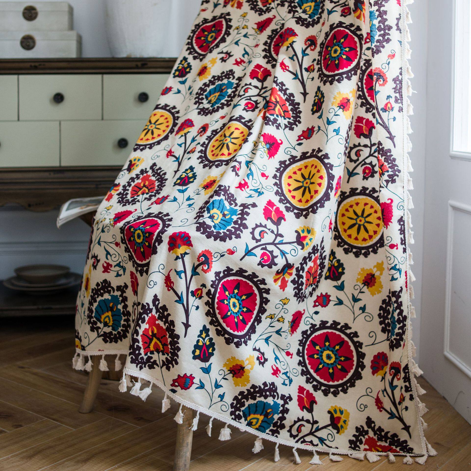 窗帘成品波西米亚美式乡村风格客厅半遮光厨房风水帘飘窗帘可定制