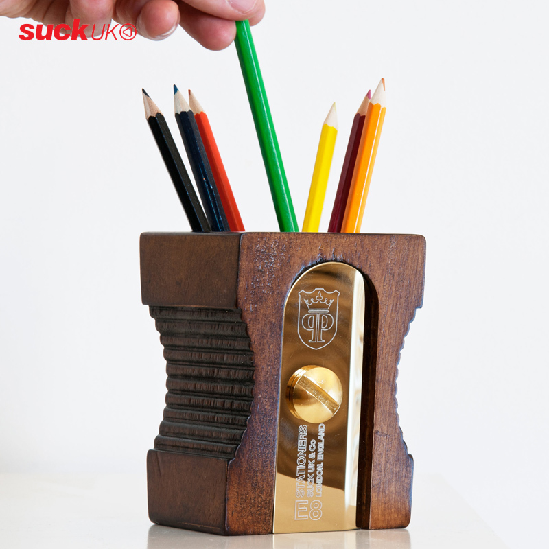 笔筒削笔器造型实木制造简约时尚