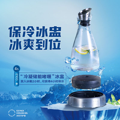 家用高档玻璃冰水壶带冰盅茶壶冷水壶 果汁红酒壶 醒酒器冰酒壶1L