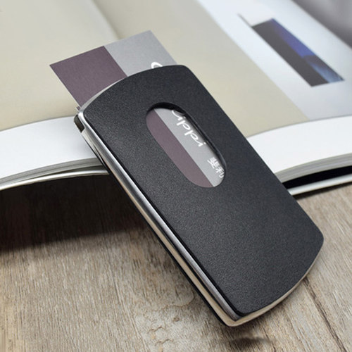 高级感单手推式名片夹