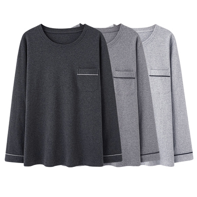 春秋季男士纯棉单件长袖睡衣上装