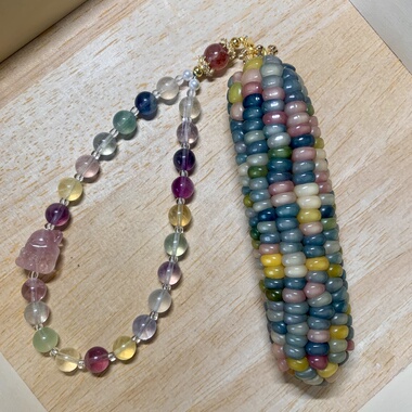 文玩七彩宝石玉米纯手工手制作