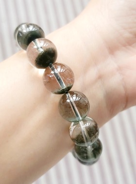 天然绿幽灵鬼老财手串女款