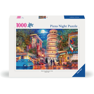 【披萨之夜】丝绒膜进口灰卡手绘1000片拼图家庭益智游戏50x70cm