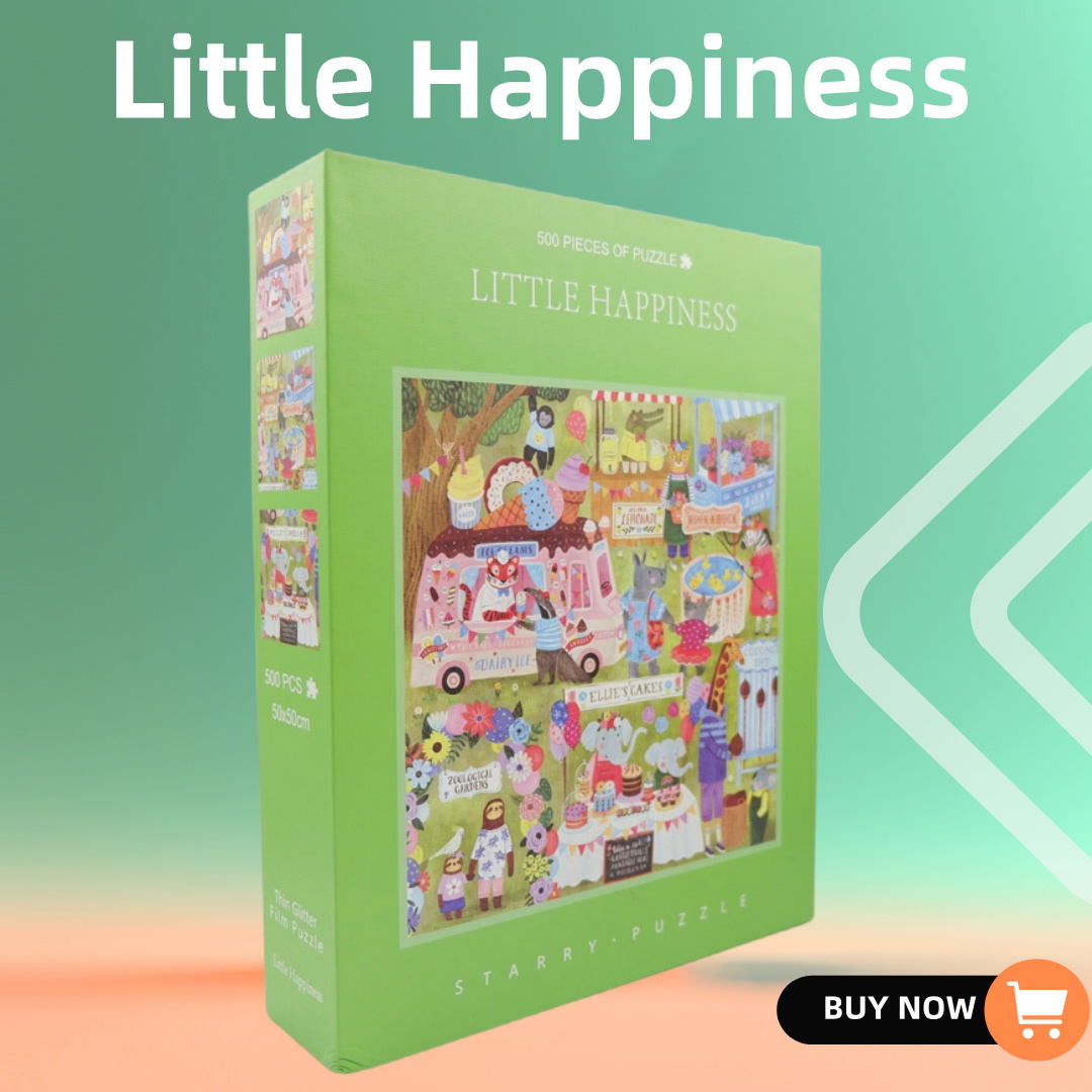 【小幸福 】丝绒+压纹 进口灰卡 500片拼图纸质拼图益智解压礼物