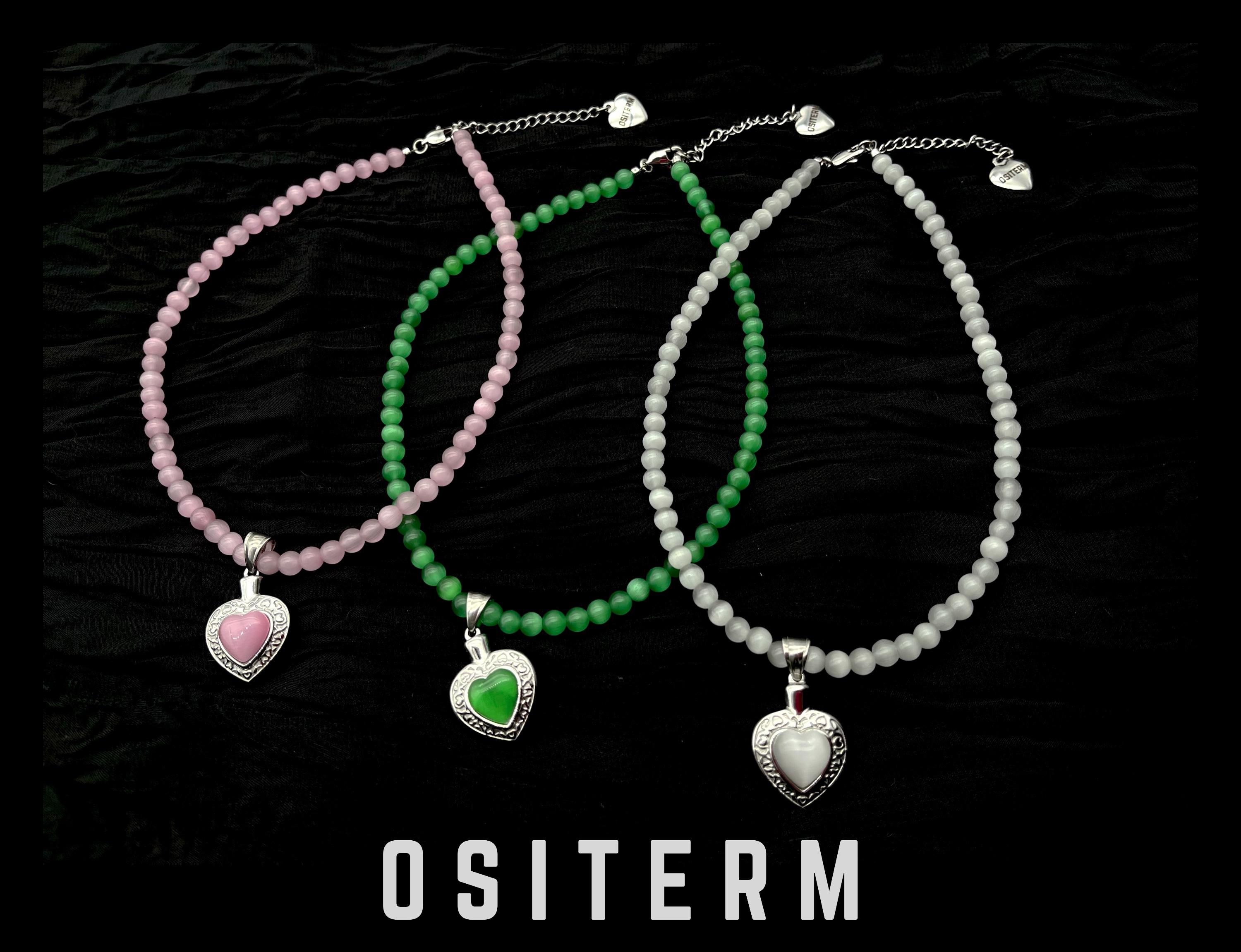 OSITERM玉石爱心项链小鬼张艺兴同款千禧风新中国风原创设计