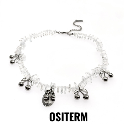 OSITERM白水晶樱桃项链原创设计串珠饰品小众设计感男女首饰