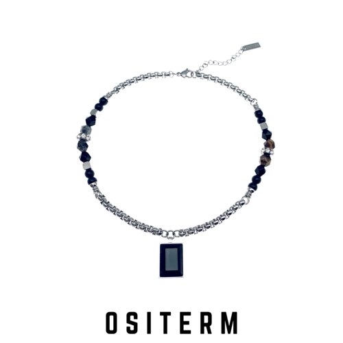 OSITERM新品限定黑玛瑙宝石短项链 男女项链街头复古配饰新国风