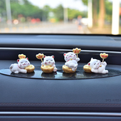 汽车摆件摇摆招财猫中控台车内装 饰品车载车上用品高档可爱车饰女