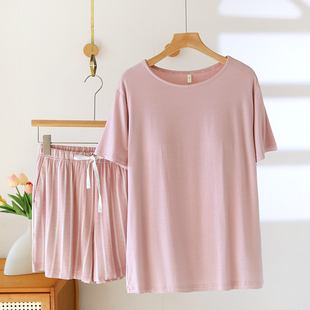 家居服 莫代尔宽松高弹固定胸垫睡衣女士夏季 冰丝凉感短裤 AB版 时尚