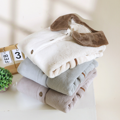 秋冬法兰绒上衣睡衣女家居可外穿