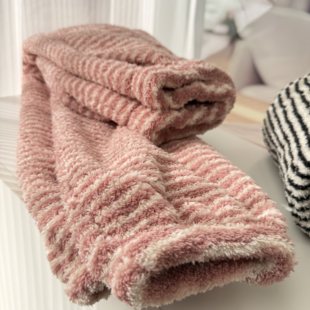 可外穿宽松加绒加厚保暖法兰绒家居裤 条纹束口珊瑚绒睡裤 女士长裤