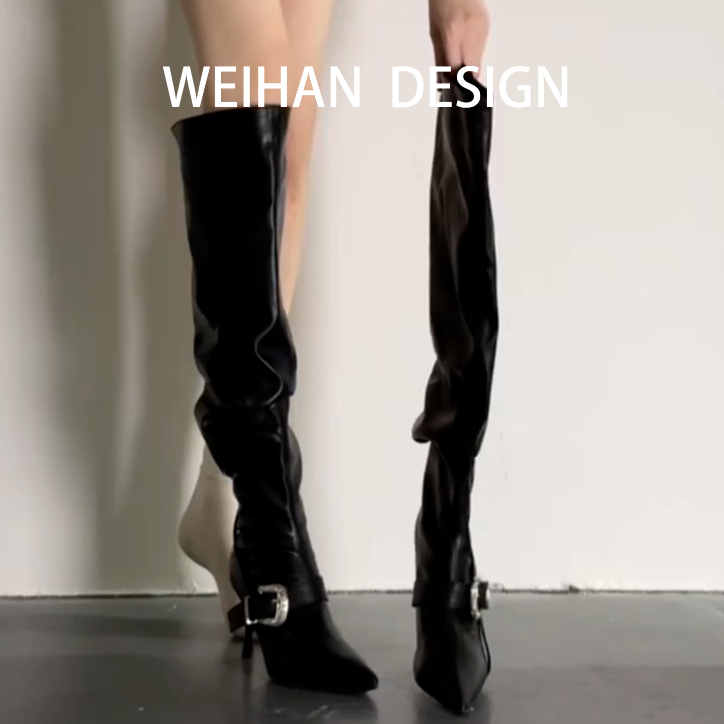 羊皮版！复古尖头高跟长