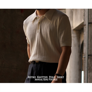 复古休闲新疆棉短袖 AnnualRing年轮洋服 美式 翻领针织Polo衫 T恤夏