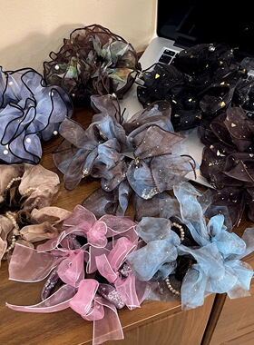 高弹力网纱发圈女韩版甜美公主风发绳不伤发时尚成人百搭头纱批发