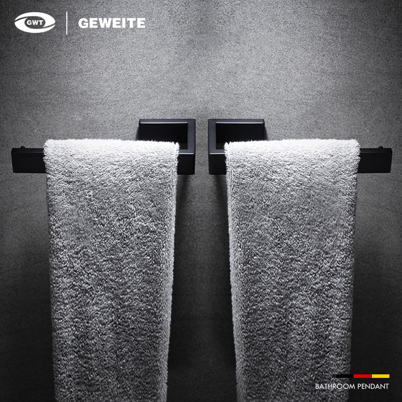 枪灰色不锈钢毛巾架酒店浴室置物架免打孔卫生间洗手台毛巾挂杆