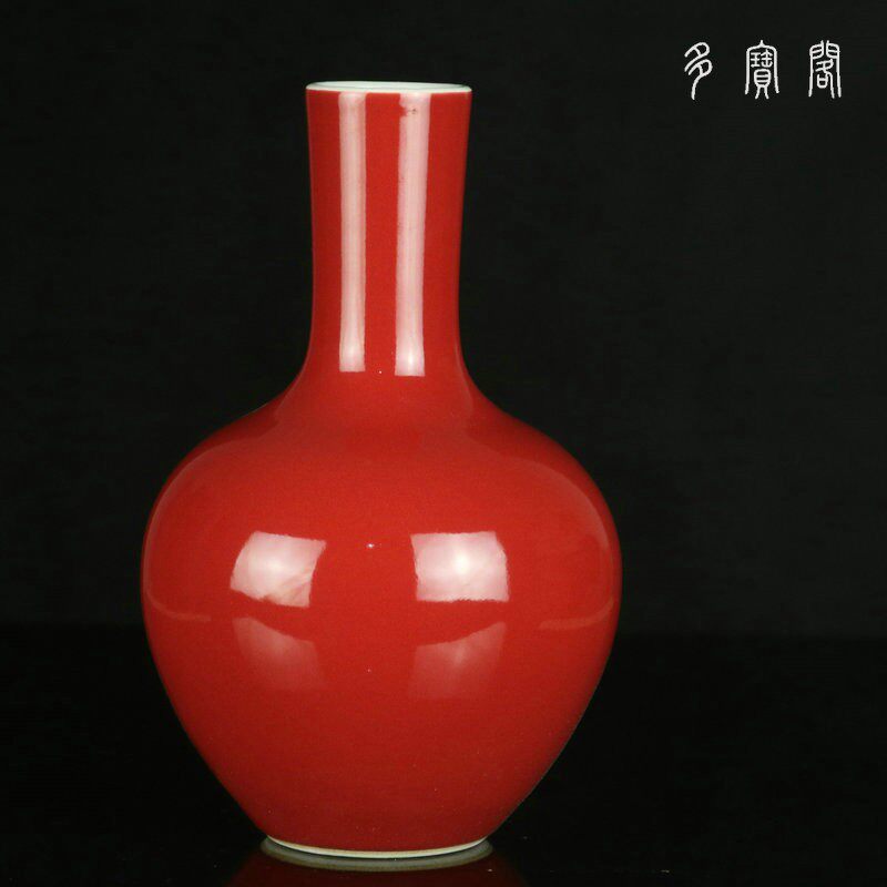 景德镇祭红釉陶瓷花插全手工收藏