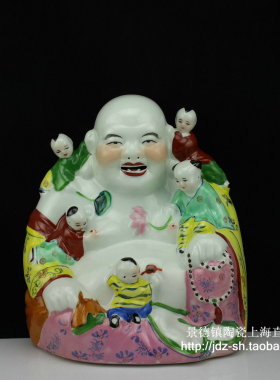 景德镇五子佛笑口罗汉雕塑陶瓷器