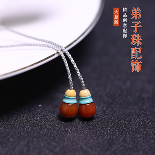天然南红玛瑙仿绿松琥珀蜜蜡红绿灯弟子珠铃铛菩提手串配饰