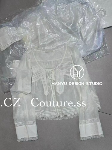 私信询价【韩钰DESIGN】2026夏季新款法式优雅风蕾丝拼接长袖衬衫