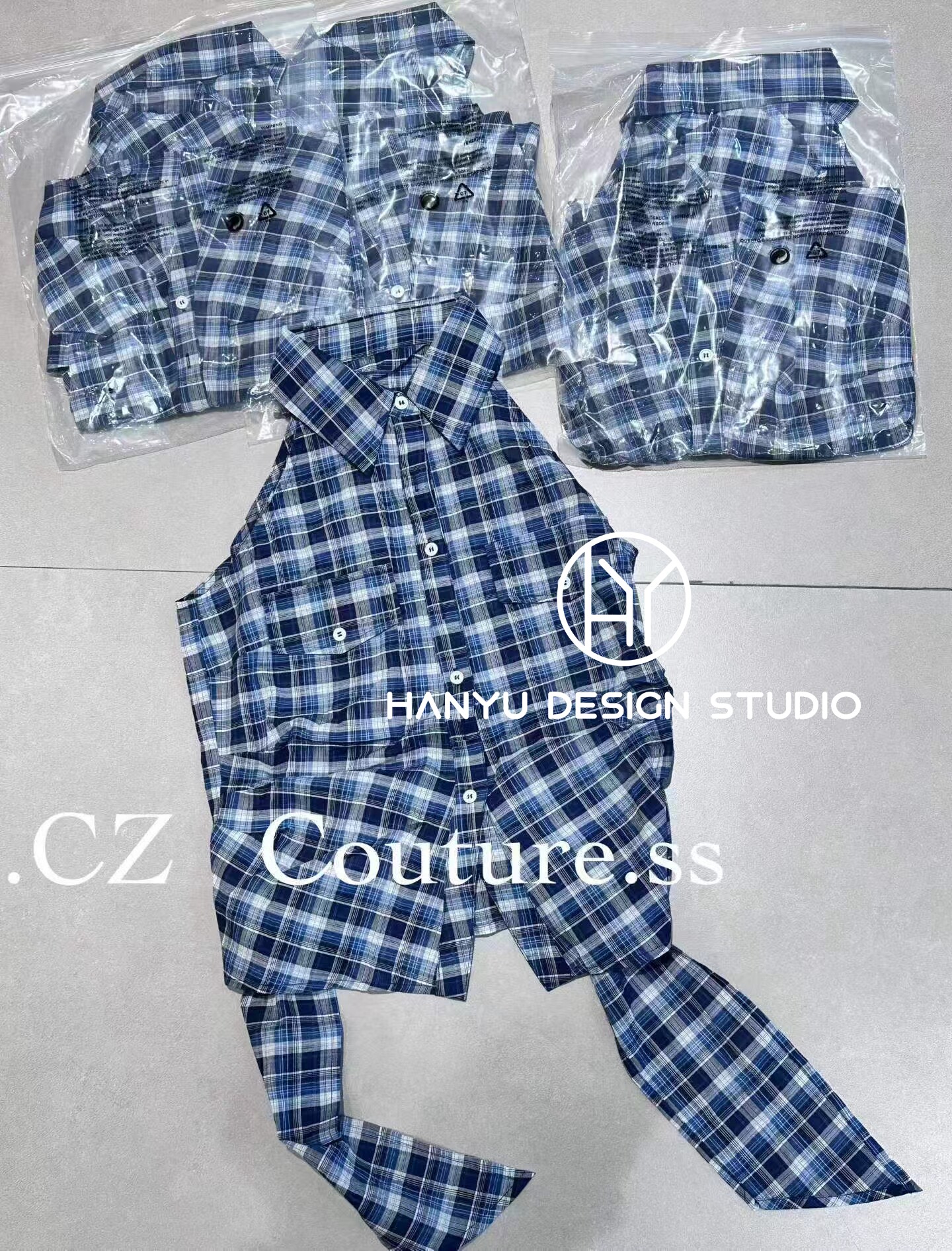 私信询价【韩钰DESIGN】2026夏季新款设计感翻领格子飘带无袖衬衫