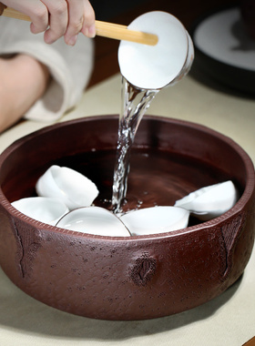 紫砂紫泥大号树桩茶洗大茶碗杯洗水洗茶杯茶盆功夫茶具茶道零配件