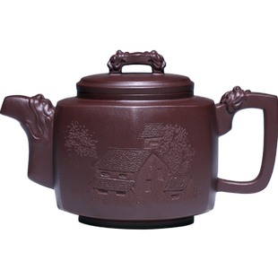 宜兴紫砂壶纯全手工名家国工老紫泥泡茶壶功夫茶具套装龙御六方壶