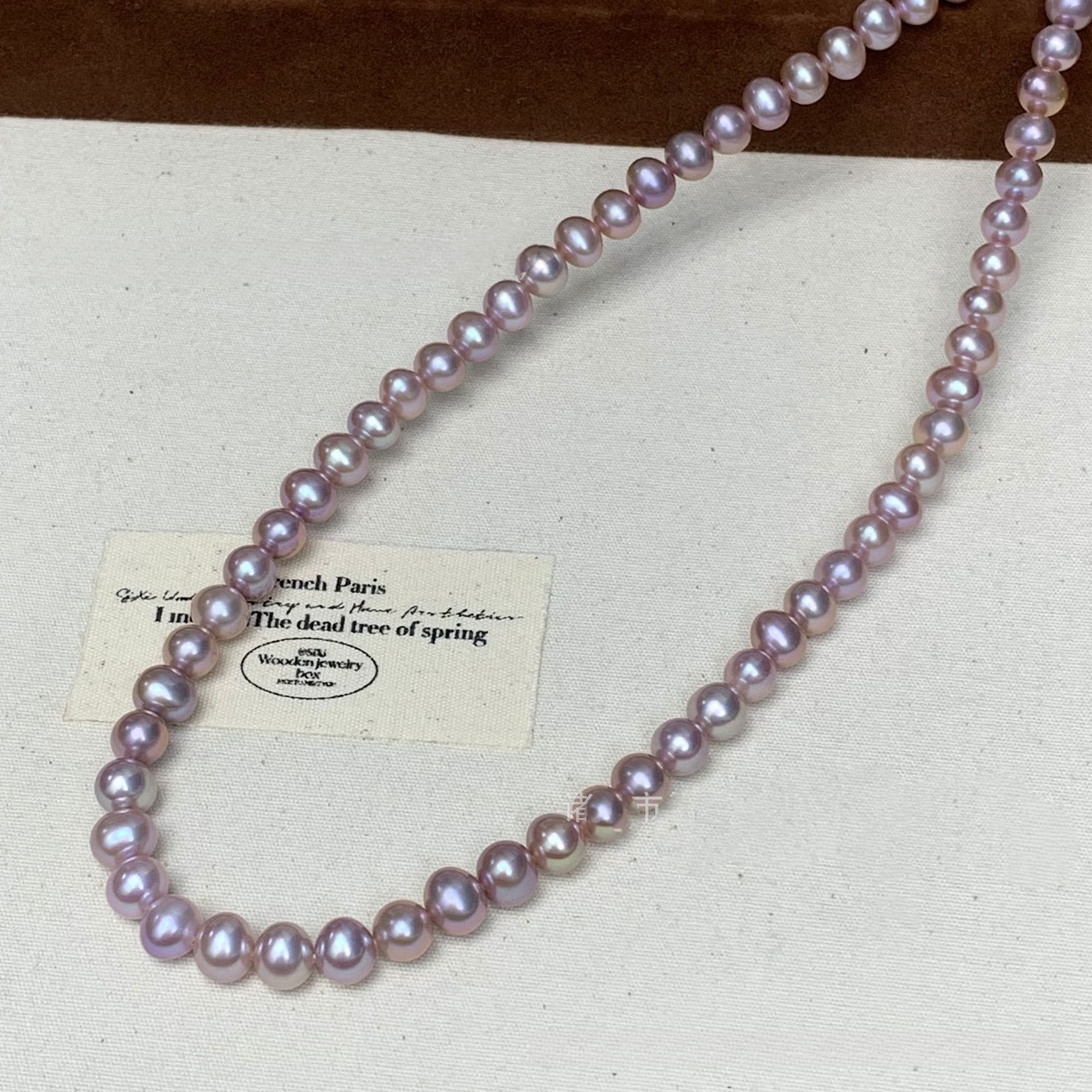 香芋啵啵5-6mm天然淡水紫珍珠项链近圆女款颈链高光高亮滑皮无暇