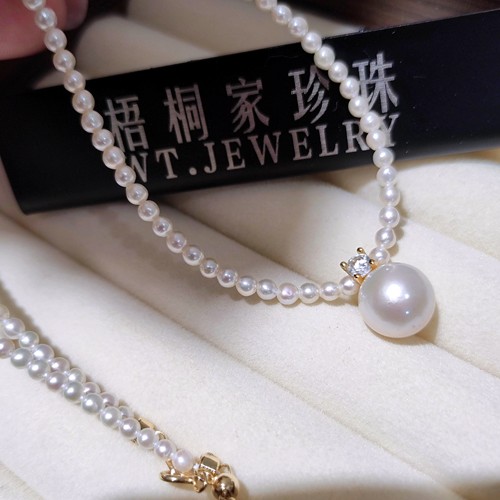 S925纯银天然淡水真珍珠项链女轻奢小众设计感锁骨链爆款戴妃项链