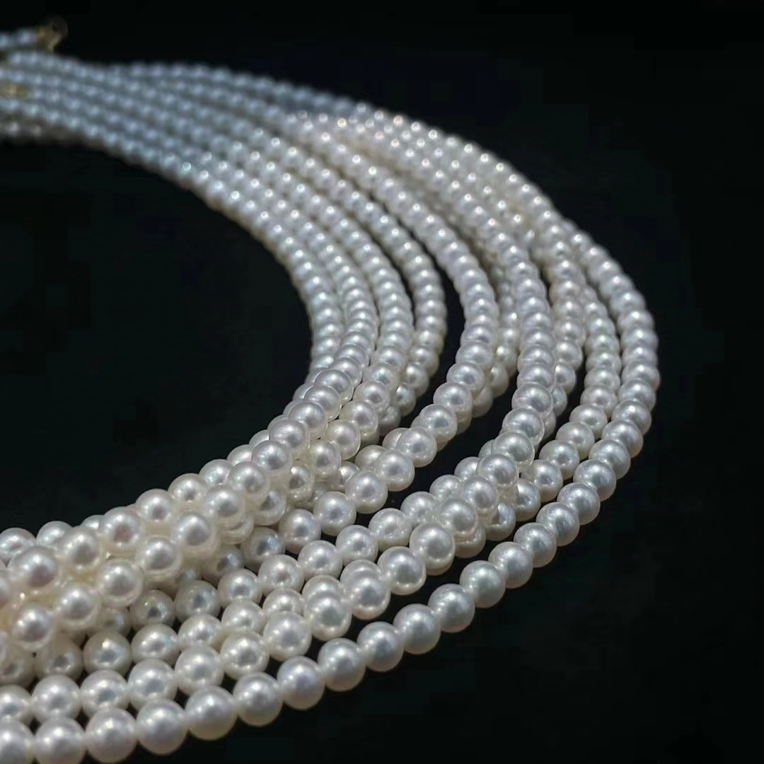 天然淡水项链女4-4.5mm正圆无暇爆款轻奢小众高级感锁骨链送女友