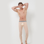 无痕冲模打底裤 男士 性感诱惑半透九分裤 超薄冰丝90修身 透 S506