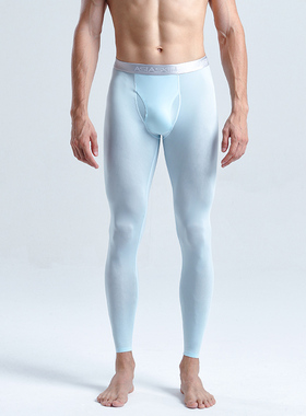 艾瑟氏男士超薄冰丝无痕秋裤 性感修身青年开口打底裤潮男S507