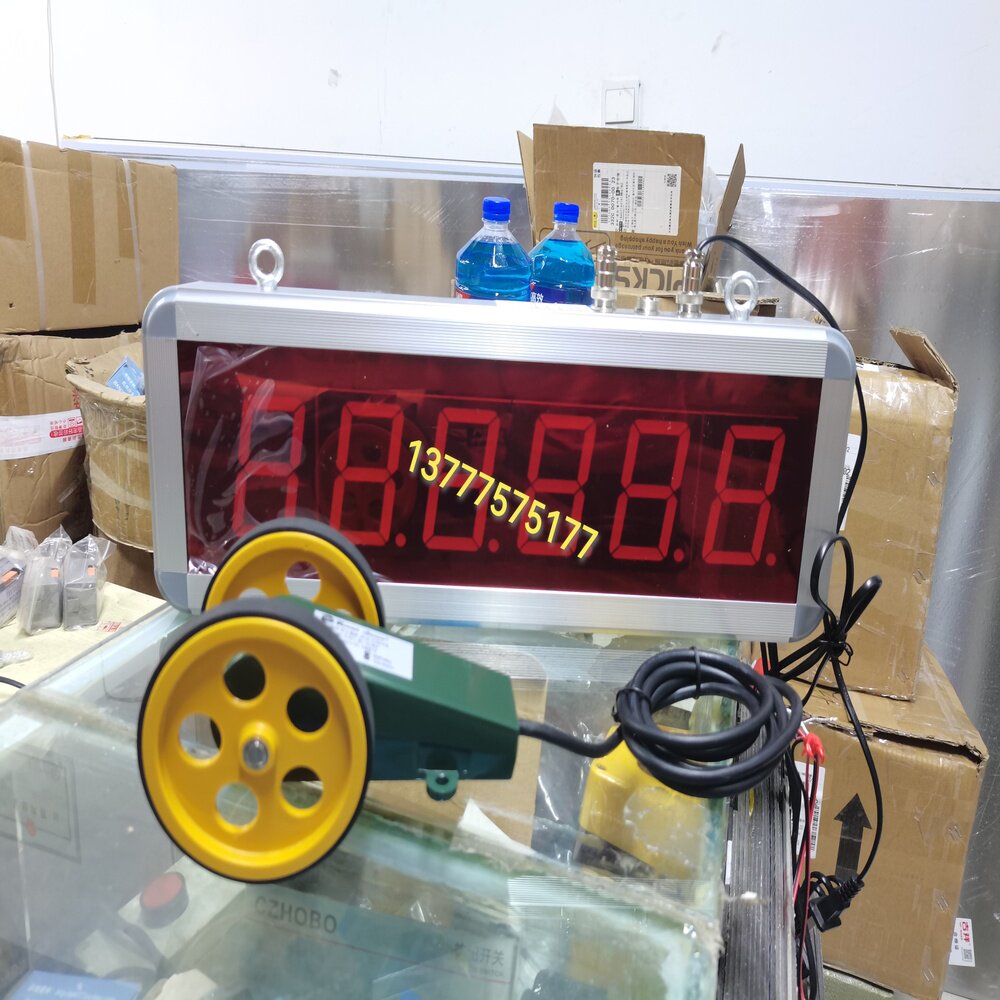 大屏计米器布偶米数表滚轮式记米器LED数显米数表编码器计米看板