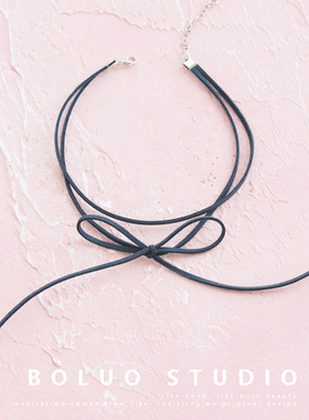 韩国麂皮绒系带蝴蝶结王子文同款