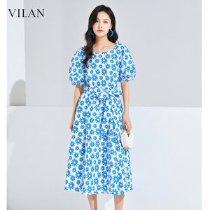 vilan/慧兰连衣裙新款女夏季彩色艺术生今年流行漂亮碎花长裙