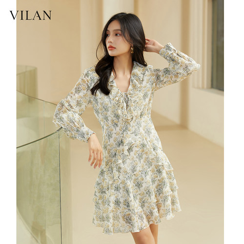 时尚法式碎花连衣裙女海边度假裙