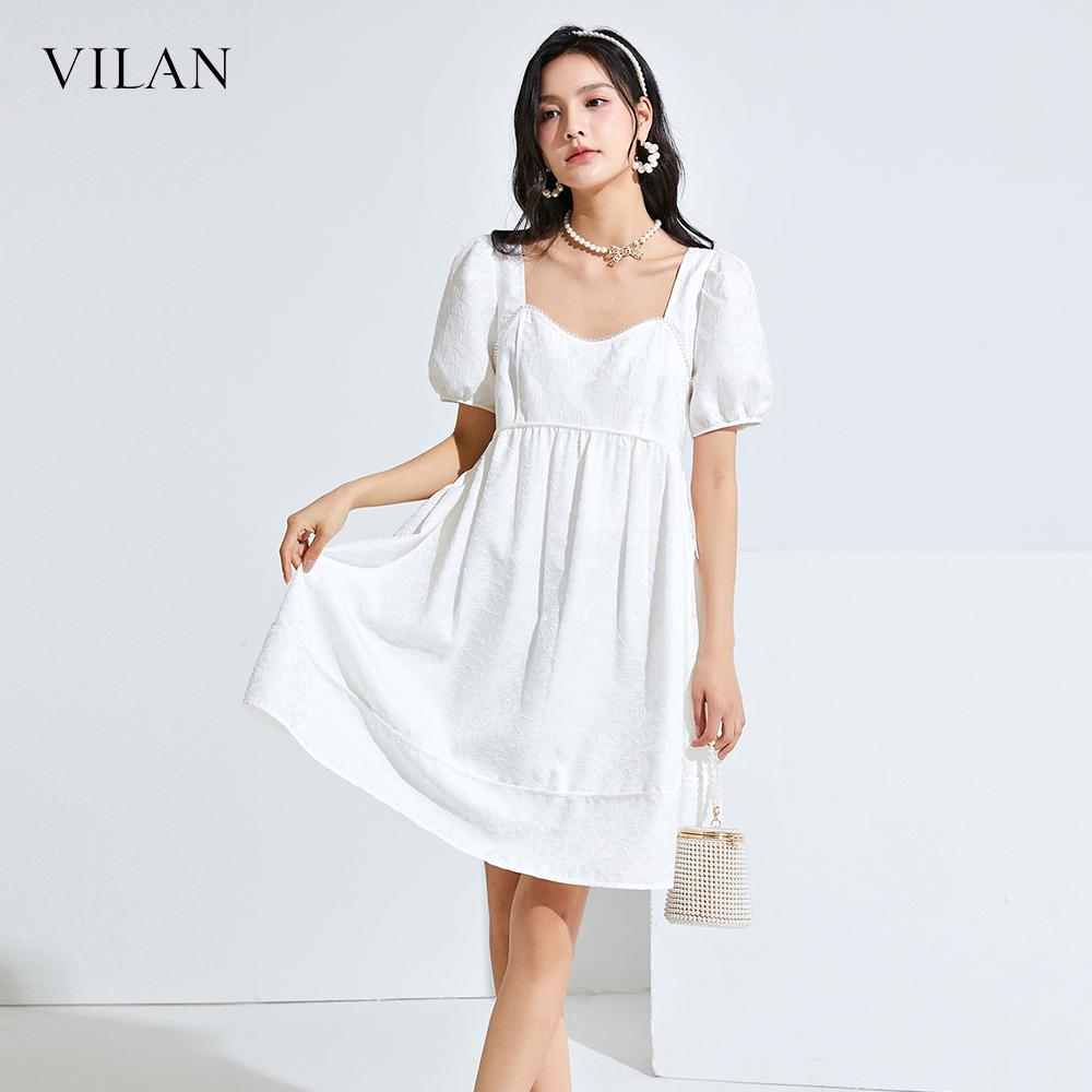 vilan/慧兰黑色连衣裙高级感显瘦气质裙子新款夏季短款小个子