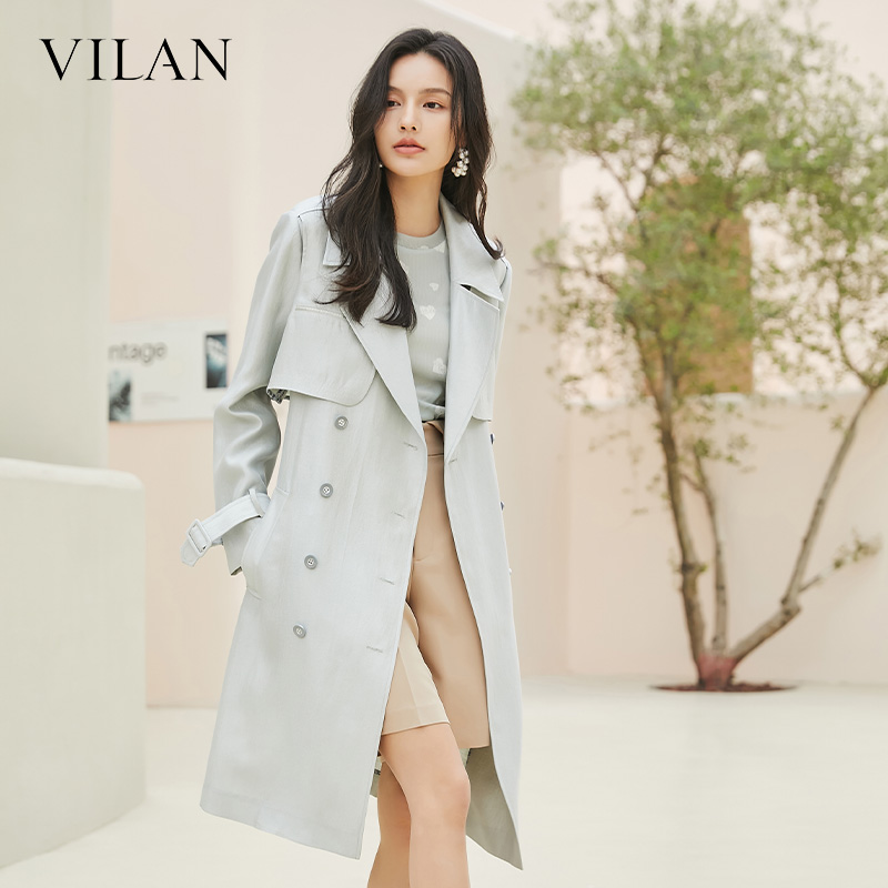 vilan/慧兰商场款风衣女气质春新款时尚通勤显瘦中长款外套