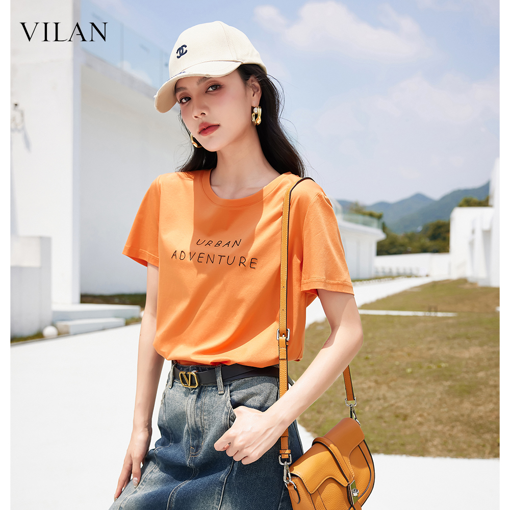 显瘦圆领短袖t恤女2025夏季新款