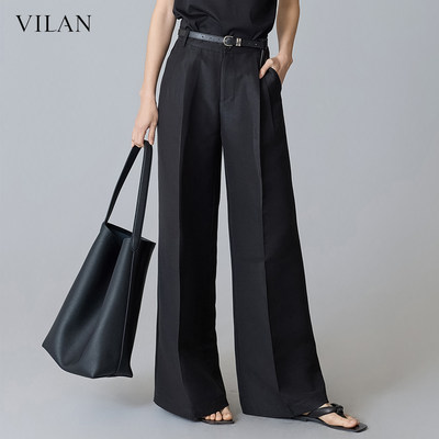 vilan/慧兰窄版阔腿西服裤子女