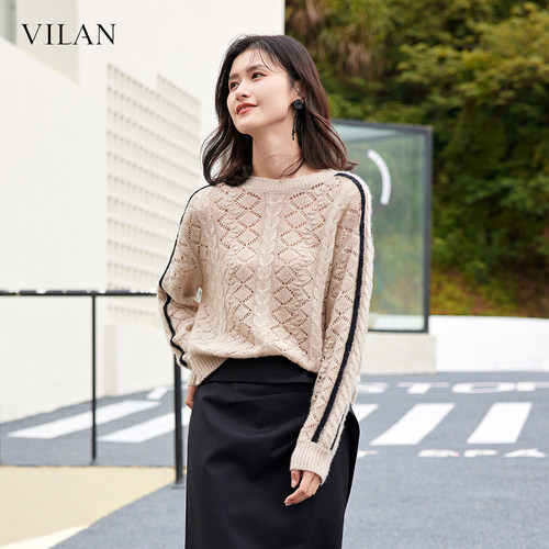 VILAN慧兰山羊绒镂空罩衫针织衫