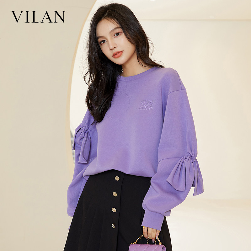 vilan/慧兰商场同款时髦减龄圆领卫衣女2025新款秋季时尚打底衣服