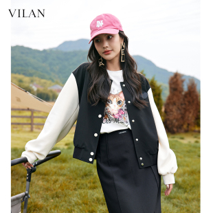 vilan 慧兰慧休闲气质棒球服宽松休闲百搭春秋外套女2025季